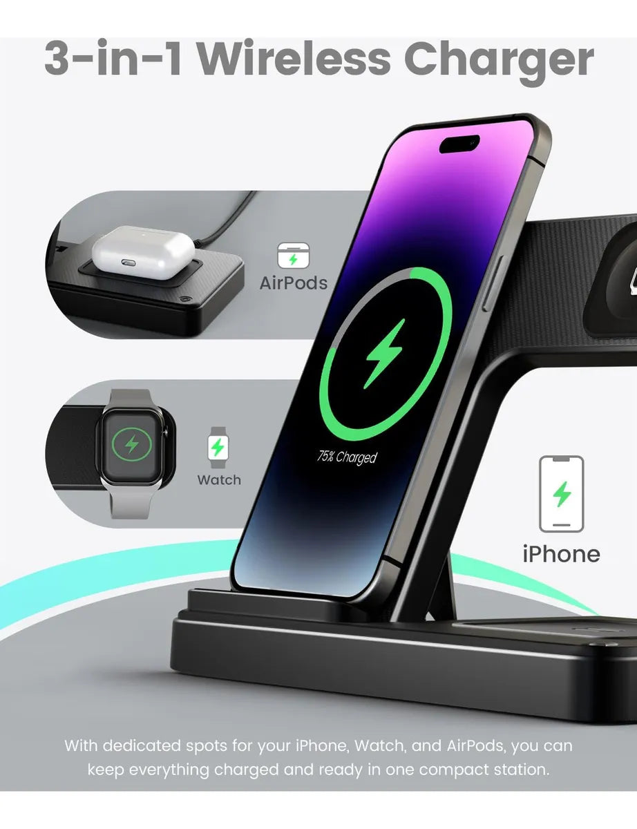 Cargador inalambrico 3 en 1