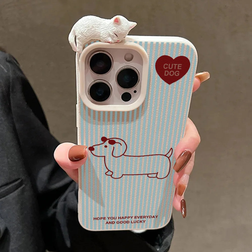 Case para iPhone Shockproof 3D Lying Cat Cover Funda