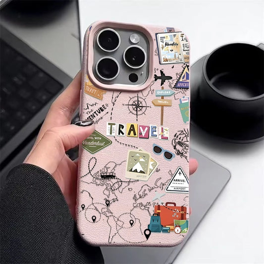 Funda con patrón de mapa de viaje para iPhone