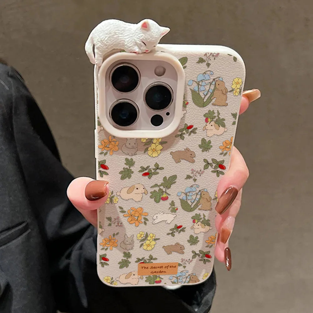 Case para iPhone Shockproof 3D Lying Cat Cover Funda